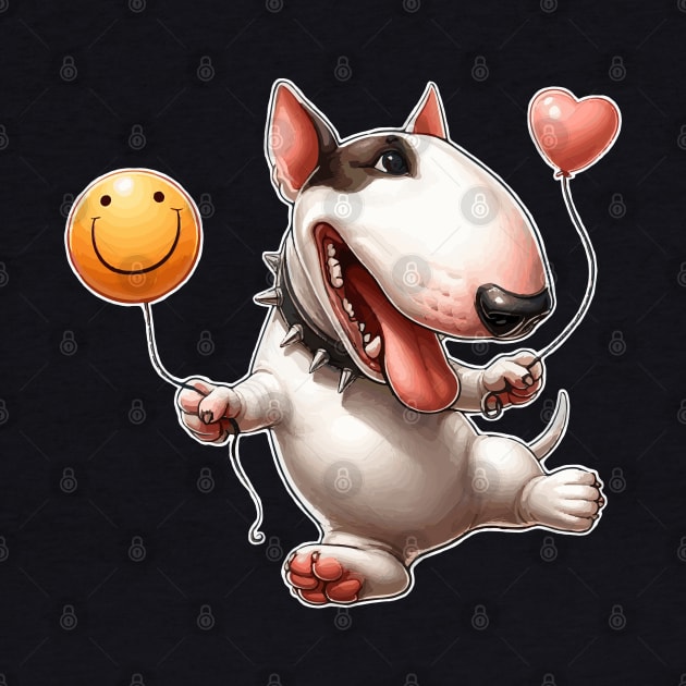 Bull Terrier with balloons by Noewi